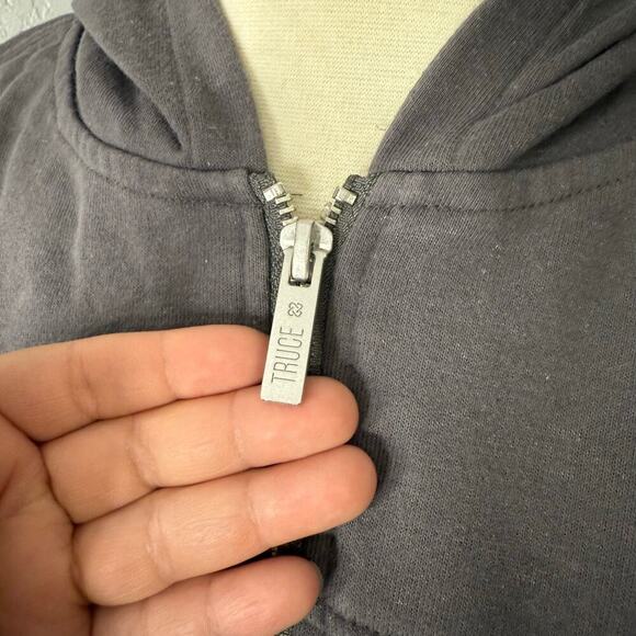 Truce Kids Zip-up Hooded Bomber Jacket in Dark Gray Large 14 - Picture 3 of 5